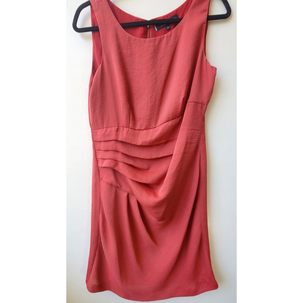 Anne Klein Red Ruched Sheath Dress Sleeveless Scoop Neck Size 6 Professional‎